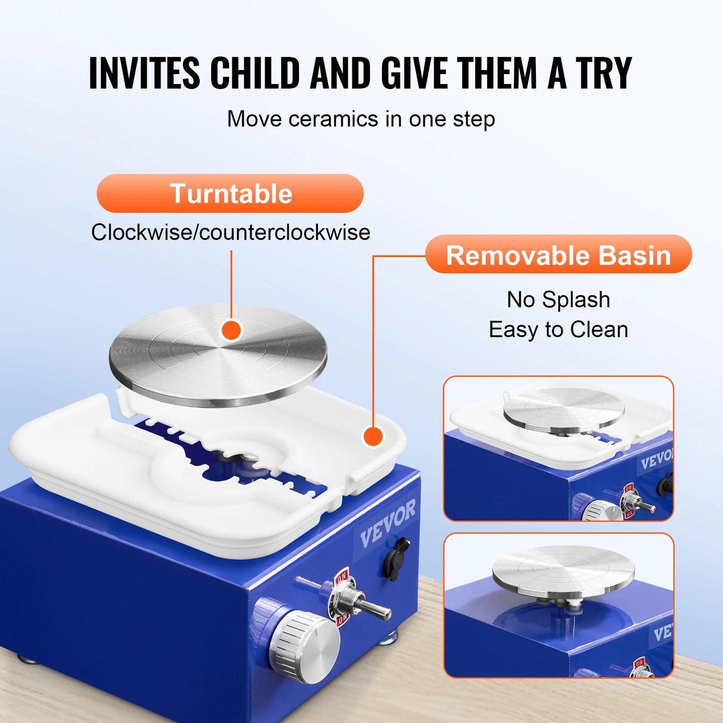 MMOOKA MMOOKA VEVOR 2.6in / 3.9in Mini Pottery Wheel 2 Turntables Ceramic Wheel Forming Machine Adjustable 0-300RPM Speed ABS Detachable BasinMMOOKA.COM
