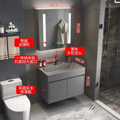 MMOOKA Multipurpose Narrow Bathroom Cabinets Makeup Organizer Makeup Bathroom Cabinets Mirror with Light Banheiro Furniture YX50BC