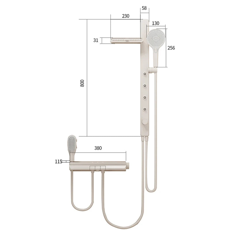 MMOOKA Shower System Set Milk White Bathroom Split Shower Multifunction Shoulder Waist Spouts Household Pressurized Shower Set MMOOKA.COM