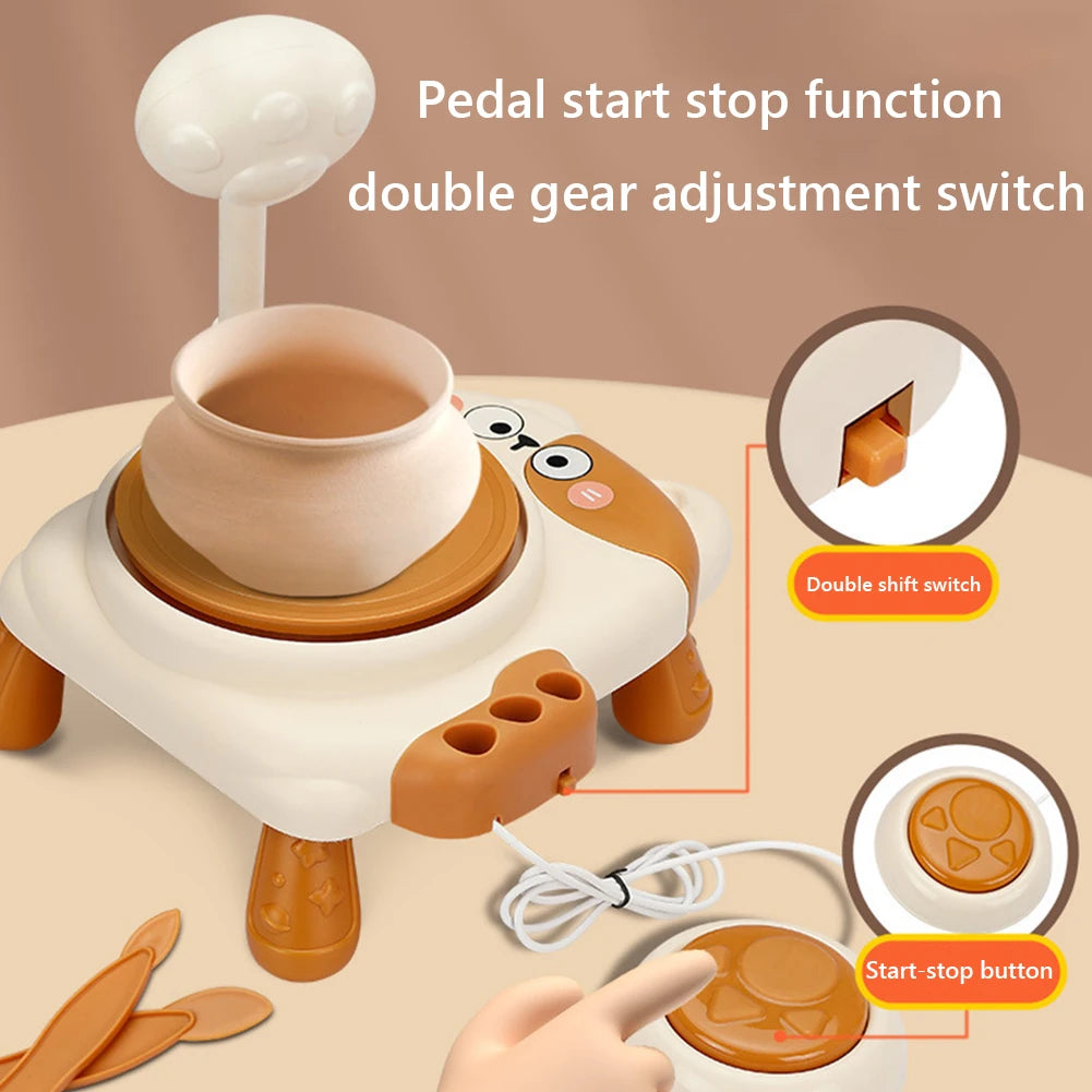 MMOOKA Kids Pottery Wheel Kit Cute Animal USB Powered Art Set for Creative DIY Crafting with Tools Birthday Gift for Ages 3 and UpMMOOKA.COM
