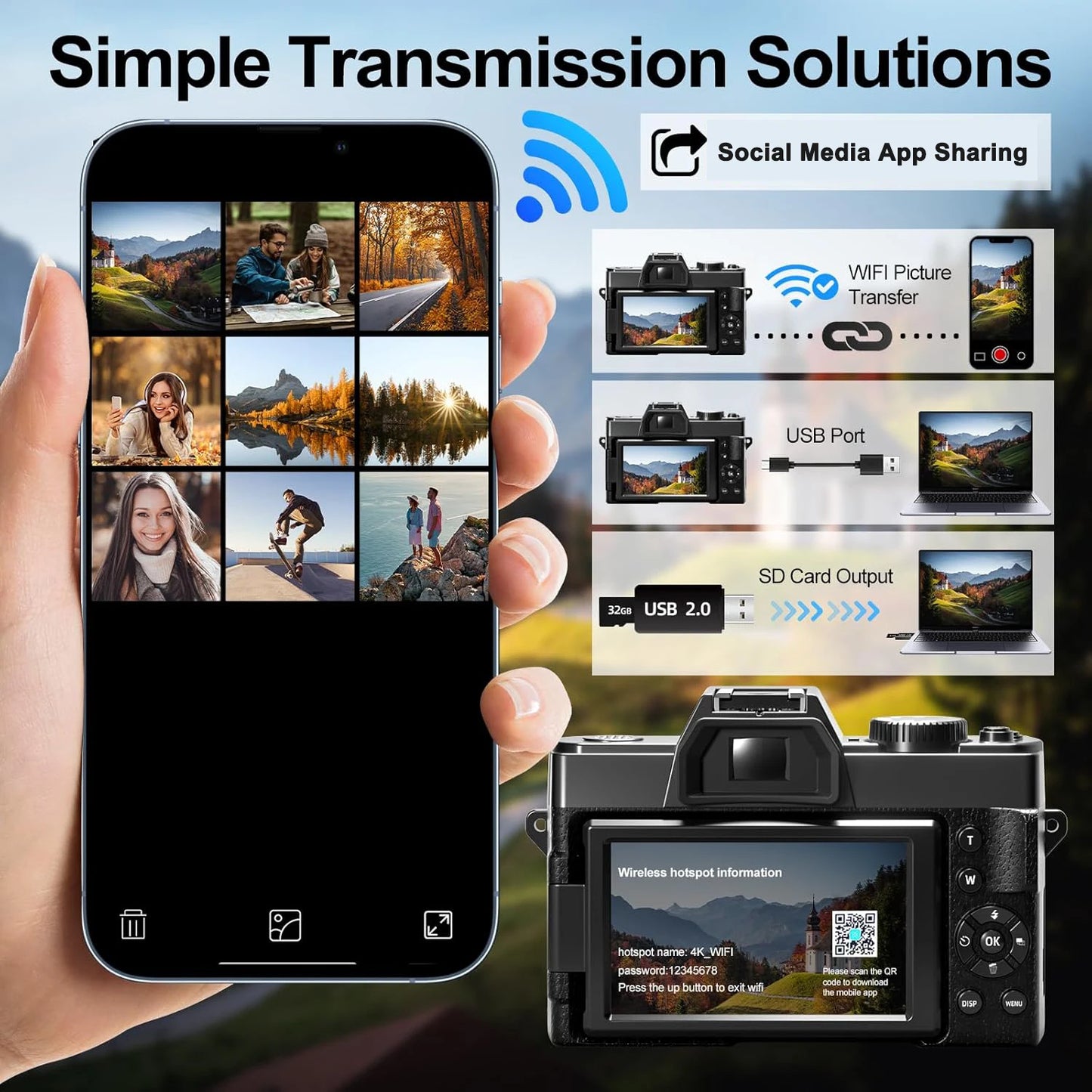 MMOOKA NBD Digital Camera 48MP 4K Video Camera 3.0 Inch Flip Screen Camcorder Vlogging Camera and 16X Digital Zoom Photography Camera