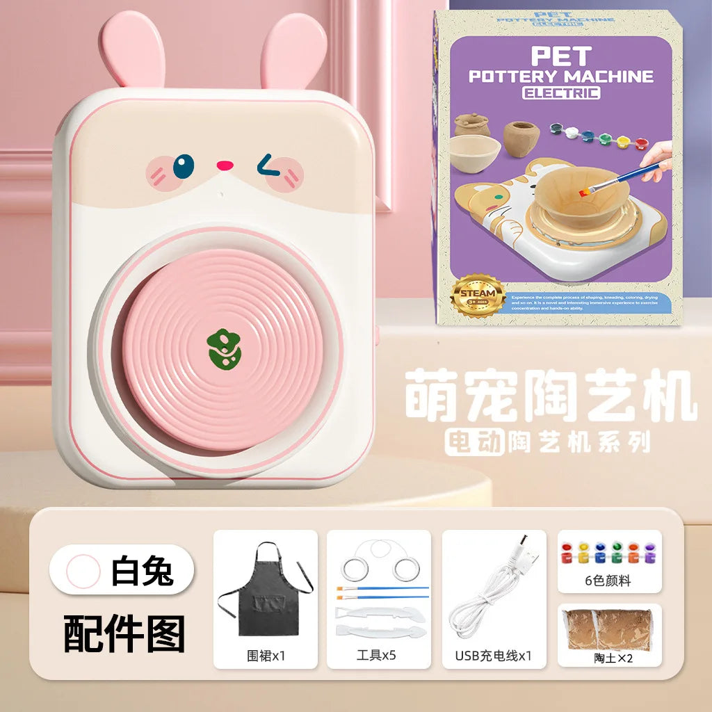 MMOOKA MMOOKA Cute Pet Pottery Machine Toy Children's Handmade DIY Electric Non Burning Clay Pulling Tool Set Anti Drop Material WearMMOOKA.COM
