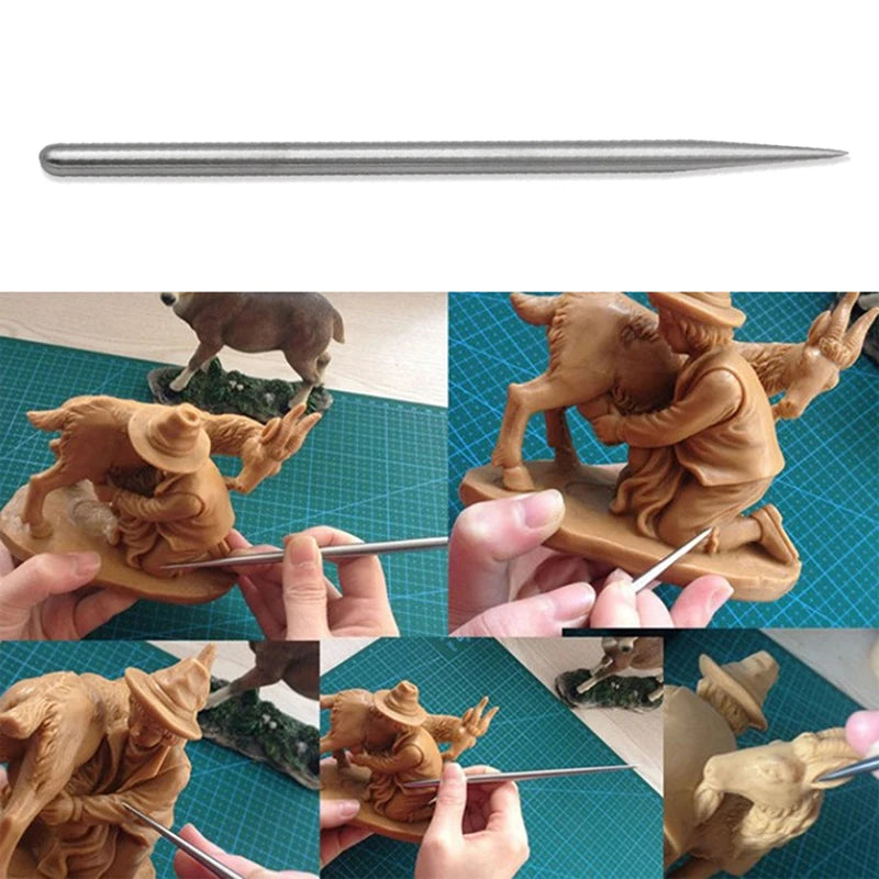 MMOOKA MMOOKA 1PC Stainless Steel Pottery Modeling Stick Acupressure Texture Creasing Indentation Sharp Pottery Clay Carving Clay ToolMMOOKA.COM