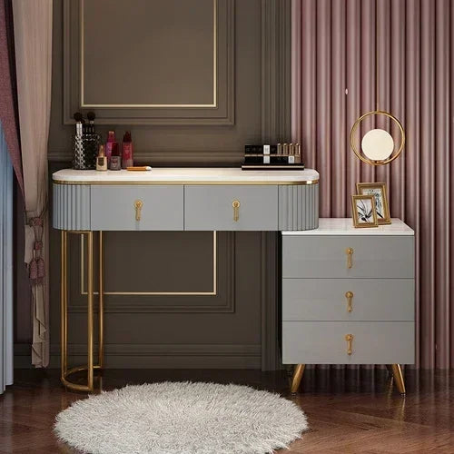 MMOOKA Nordic dressing table small apartment bedroom multi-functional modern minimalist light luxury paint makeup table dresser vanity
