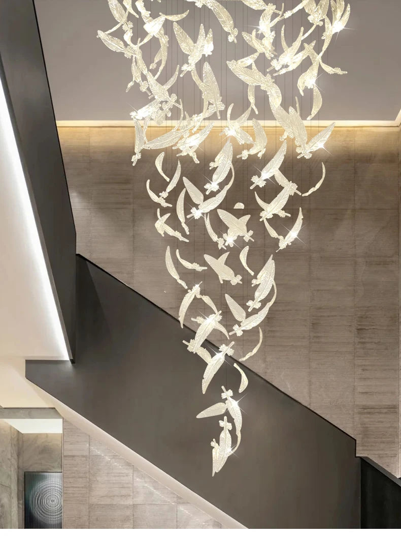 Light luxury villa staircase chandelier duplex building living room exhibition hall hotel sales department glass chandelier