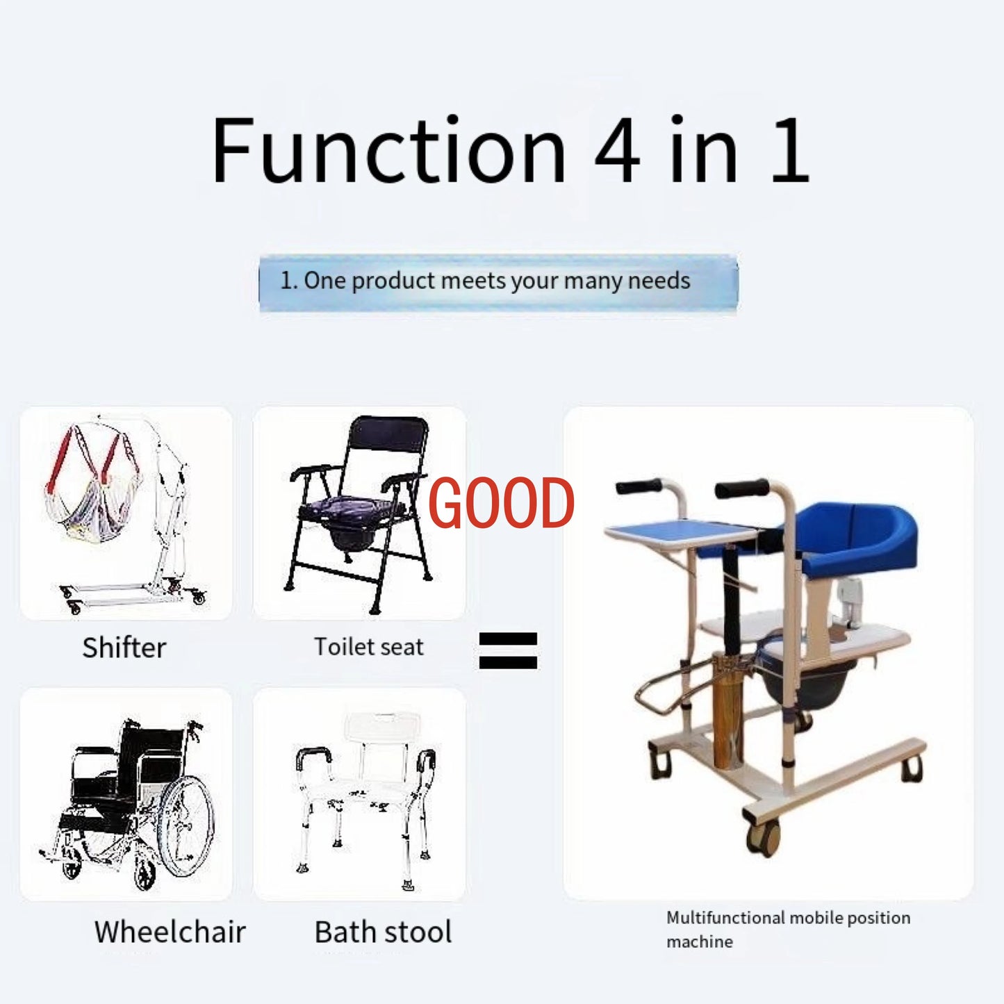 MMOOKA Hydraulic Lift Elderly Patient Home Equipment Multifunctional Disabled Bathing Toilet Transfer Chair Max Load-bearing 150kg