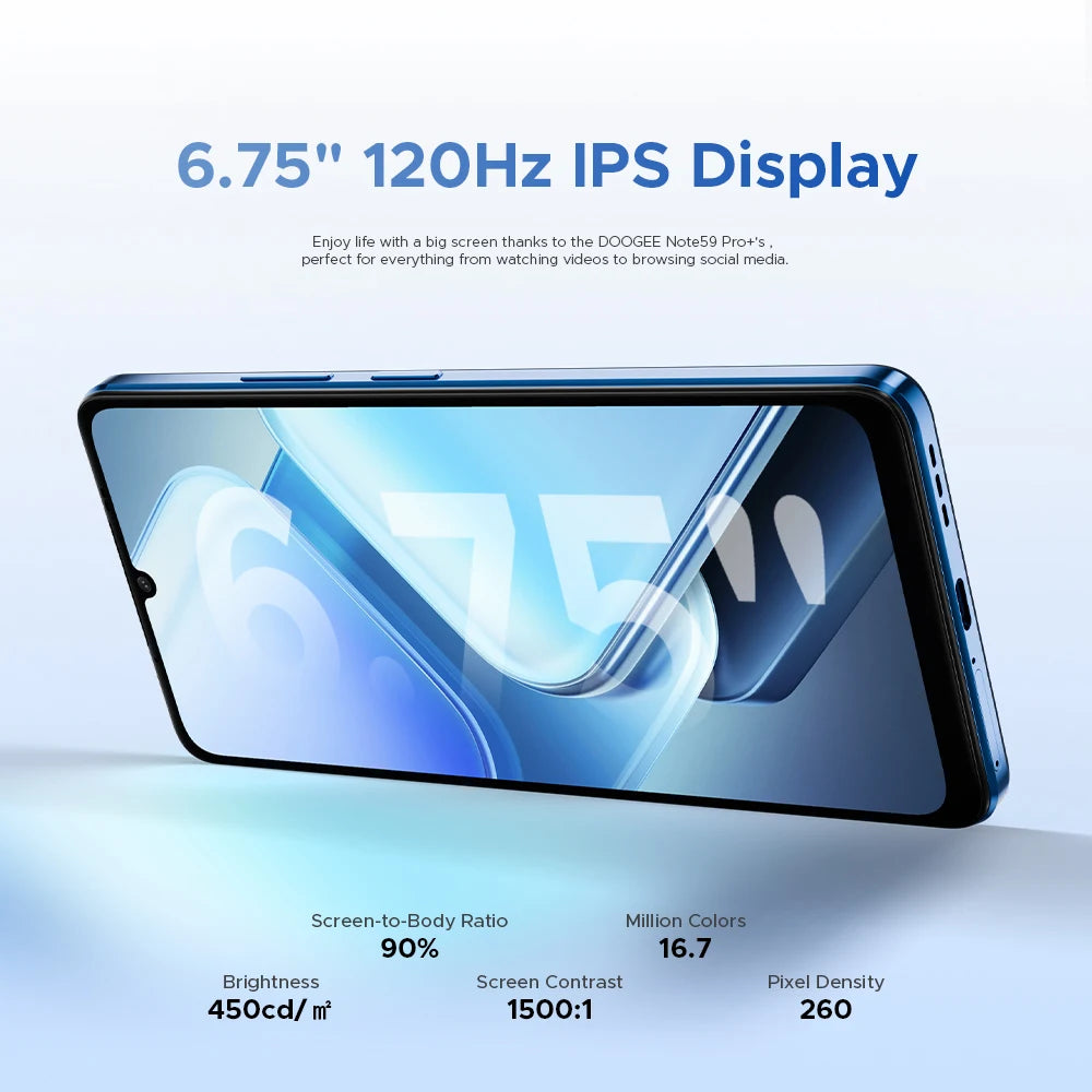 MMOOKA DOOGEE Note59 Pro+ 5G Smartphone Android 15 Global Version 6250mAh Battery 6.75'' 120Hz Display 12GB 512GB Mobile Phone NFC