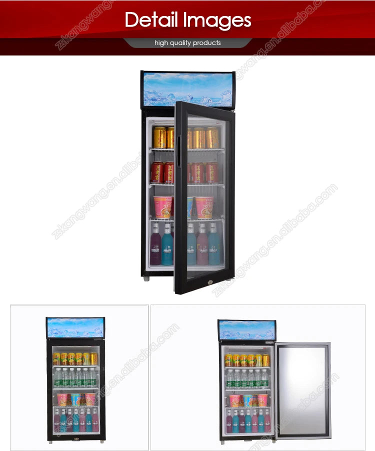Upright Supermarket Cold Drink Glass Door Electricity Power Source Fridge