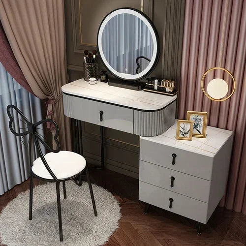 MMOOKA Nordic dressing table small apartment bedroom multi-functional modern minimalist light luxury paint makeup table dresser vanity