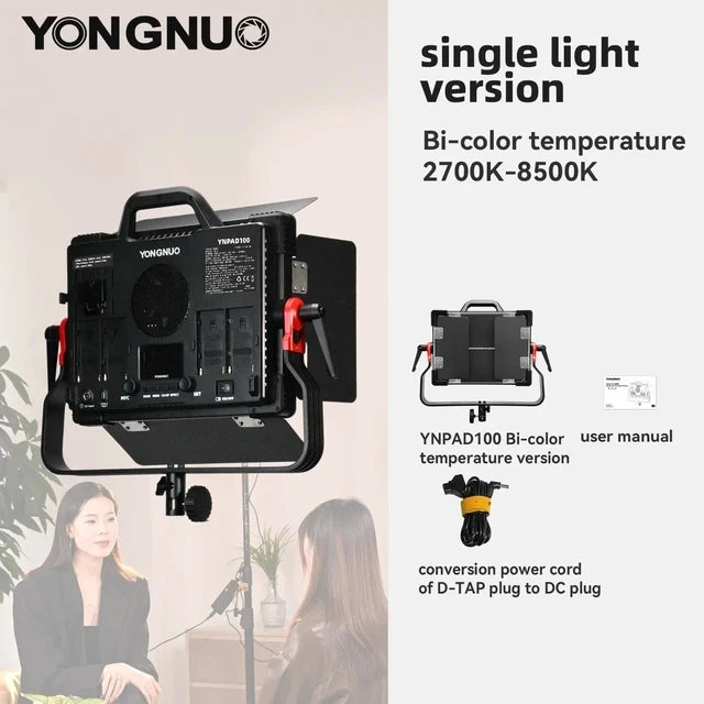 MMOOKA YONGNUO YNPAD/100 RGB Studio Video LED Panel Light with Full Color Reaches 100W for YouTube Tikok Photography Lighting