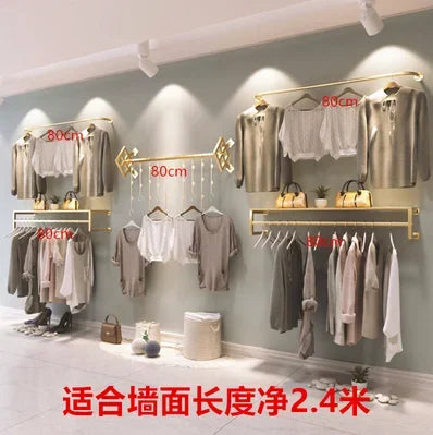 MMOOKA Wall mounted display racks for men and women's clothing in clothing stores, wall mounted shelves, combined hanging racks