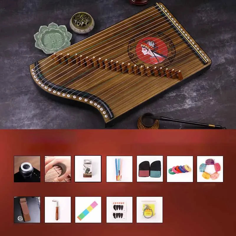 Mini Wooden Guzheng 21-strings Guzheng Professional Traditional Chinese Finger Pick Beginners Musical Instrument Accessories