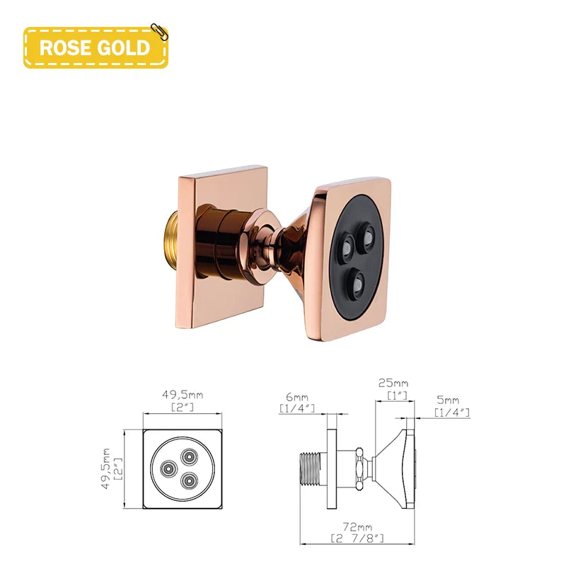MMOOKA Chrome Black Body Sprays Square Shower Spa Massage Body Jets Rose Gold Concealed Shower Spray Head Faucet Accessory Brushed Gold MMOOKA.COM