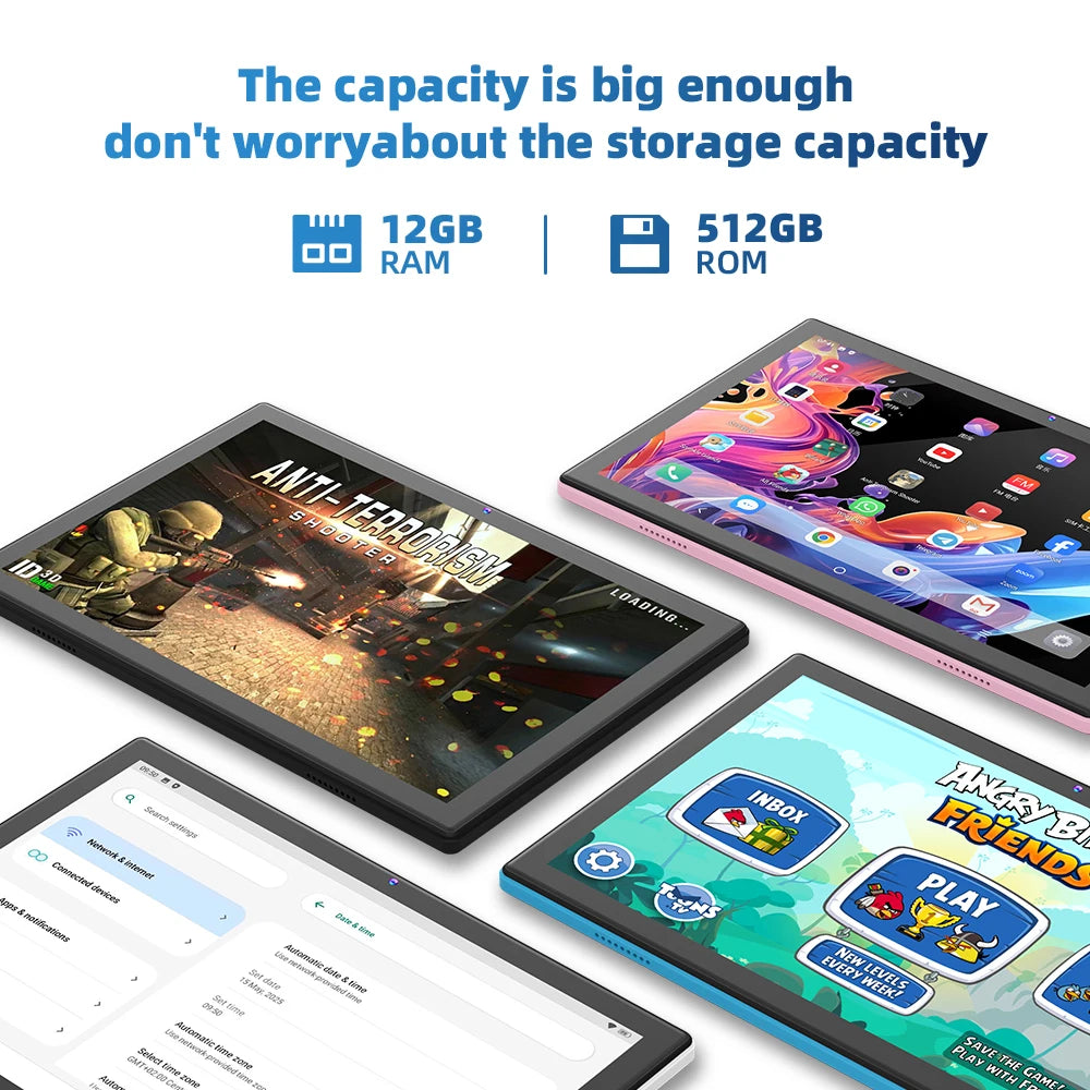 MMOOKA 2025 Npad 21 Original Tablet 10inch Google play TikTOK THD 4K Android 15 12GB+512GB 7000mAh 5G SIM WiFi GPS 500W Pixel Tablet PC