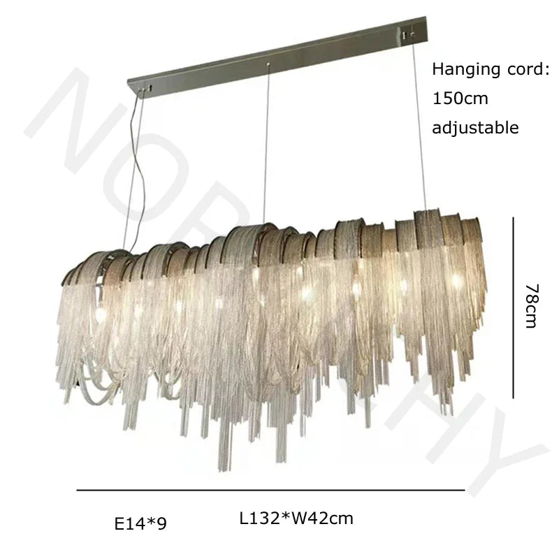 Modern Lustre Chrome Tassel Led Chandelier Lighting Living Dining Room Decor Led Chandeliers Lamp Loft Hanging Lights Luminaire