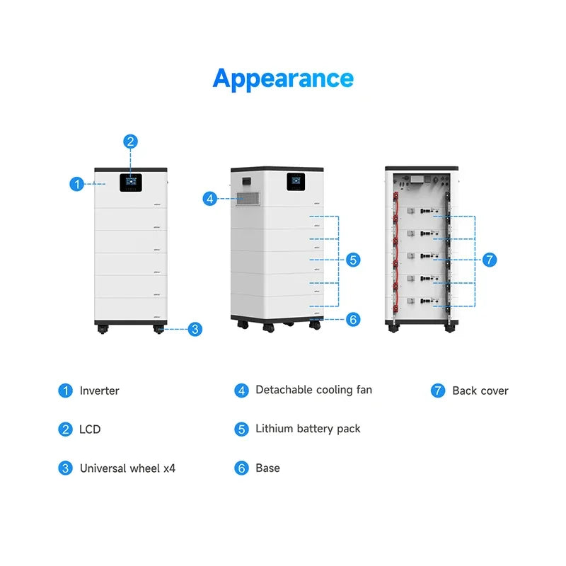 ANTNX Solar Inverter Li-ion Battery Epever 5.5KW 220V Multifunctional Hybrid Energy Solar System with Lifepo4 Ground Mounting Unit ANTNX.COM