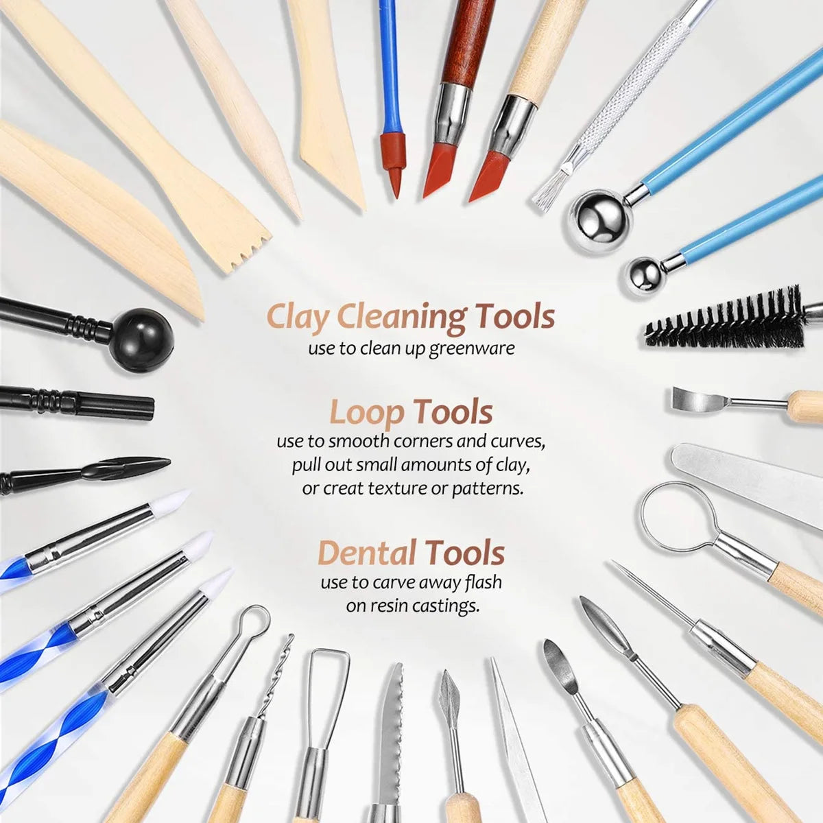 MMOOKA MMOOKA 8-61Pcs Pottery Clay Sculpting Tools, Ceramic Carving Kit Crafts Cake Ceramics Clay Sculpting Carving Pottery Modeling Tool SetMMOOKA.COM
