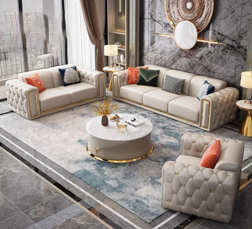 MMOOKA Light Luxury Fabric Sofa Set Furniture Velvet 1- 3 Seat Honeycomb Stainless Steel Living Room Sofas For Home Hotel Minimalist