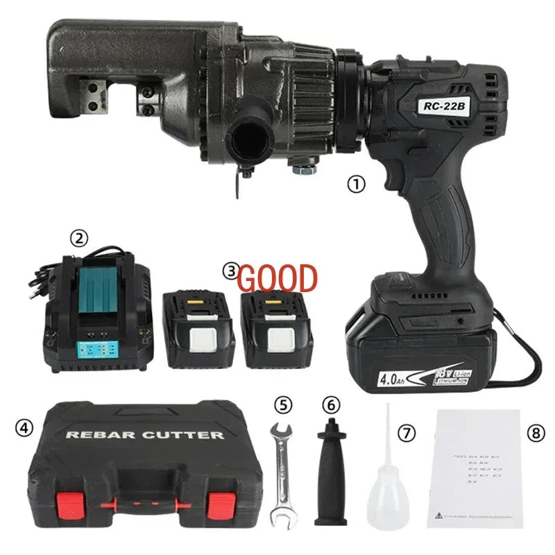 MMOOKA Handheld Electric Hydraulic Steel bar Shear RC-22B Charging Portable Steel bar Cutting machine Rebar Cutting Pliers Tools 4-22mm