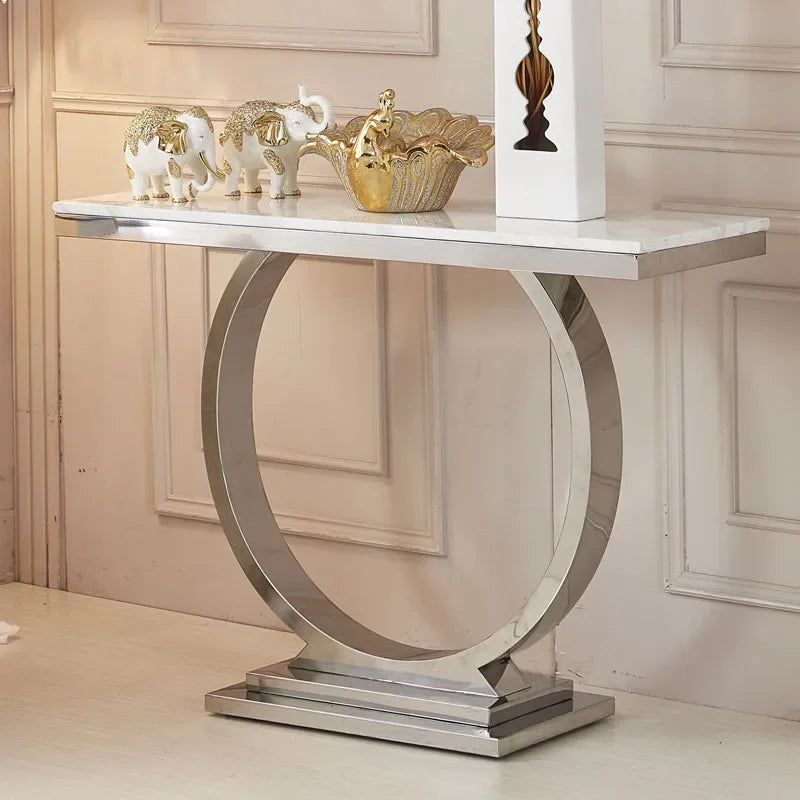 MMOOKA Modern Simple and Light Luxury Stainless Steel Gold Entry Door Entrance Cabinet Curio Cabinet