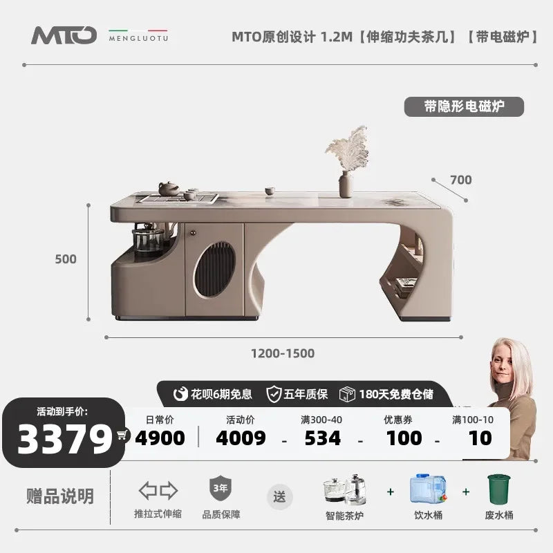 MMOOKA Retractable Kung Fu Tea Table Tea Table Integrated Living Room Tea Making Table