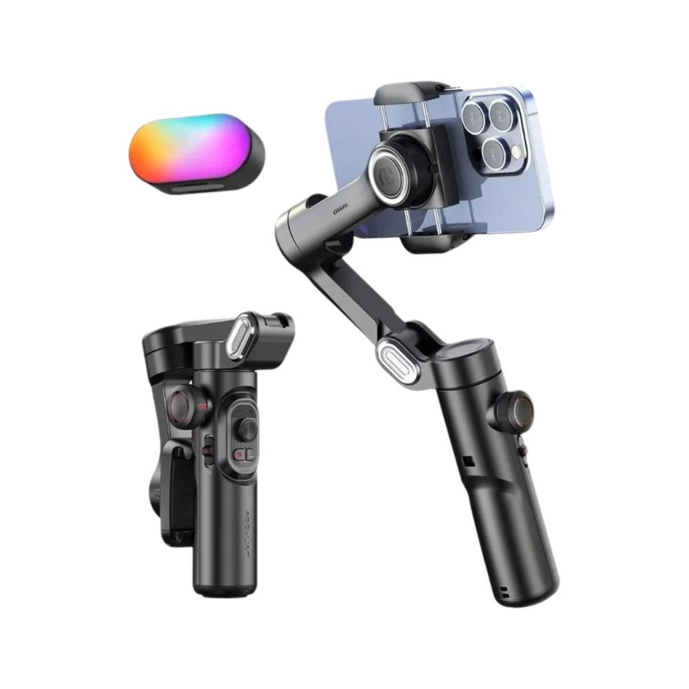 MMOOKA 2025 Foldable Gimbal Stabilizer Anti-shake Portable 3-Axis Handheld Multifunctional Face Tracking Selfie Stick
