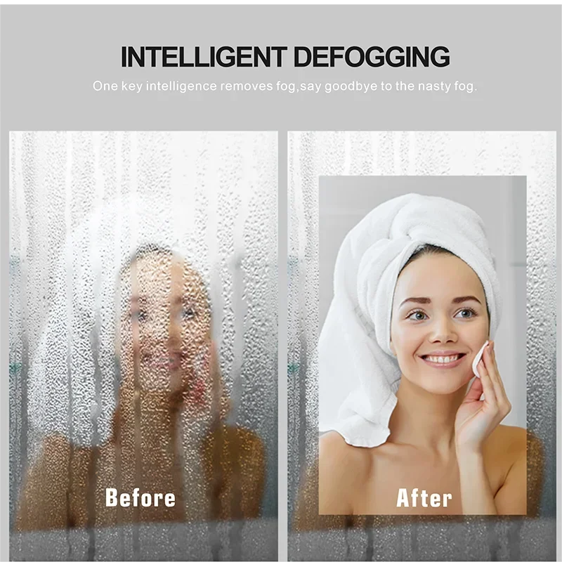 MMOOKA Rectangle Bathroom Smart Mirror WIth Three Color LED Light Anti-fog Makeup Mirror Backlight Touch Switch Dimming Vanity Mirrors