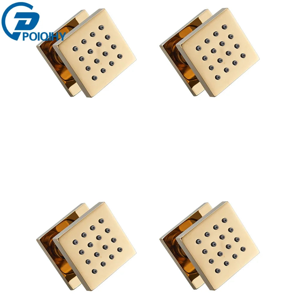 MMOOKA Chrome Black Brass Body Sprays Square Shower Spa Massage Body Jets Golden Concealed Shower Spray Head Faucet Accessory MMOOKA.COM