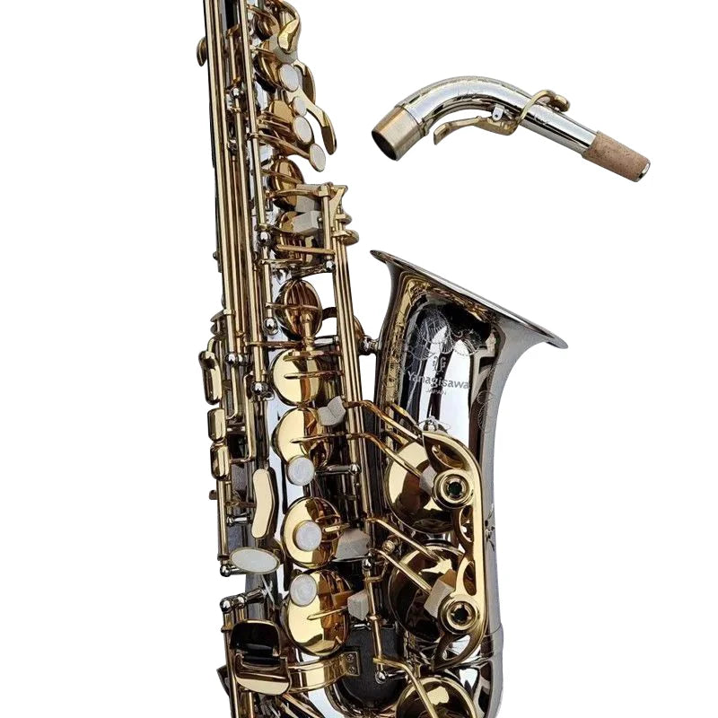 Japan jazz NEW A WO37 Alto Saxophone Brass Nickel Silver Plated Gold Key Professional Musical Instruments Sax Mouthpiece With Ca