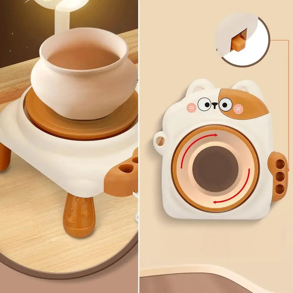 MMOOKA MMOOKA Kids Pottery Wheel Cartoon Animal Pottery Wheels Kids Craft Toys Modeling Clay Included Creative Pottery For Boys Girls KidsMMOOKA.COM