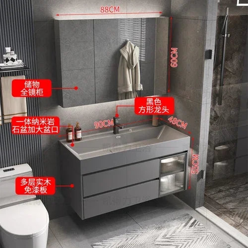 MMOOKA Multipurpose Narrow Bathroom Cabinets Makeup Organizer Makeup Bathroom Cabinets Mirror with Light Banheiro Furniture YX50BC