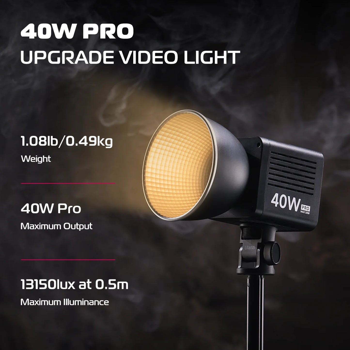 MMOOKA Ulanzi 40W Pro COB Video Light 2500-6500K Bi-Color Photographic LED Light for Photo Studio Film Camera Shooting Livstream Tikok