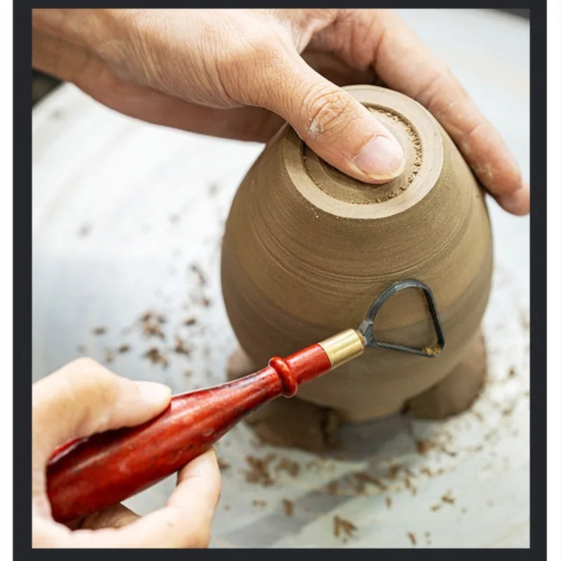 MMOOKA MMOOKA Double-head Trimming Scraper Tungsten Steel Ring-shaped Wooden Handle Sculpture Trimming Ceramic Texture Carving Pottery ToolsMMOOKA.COM