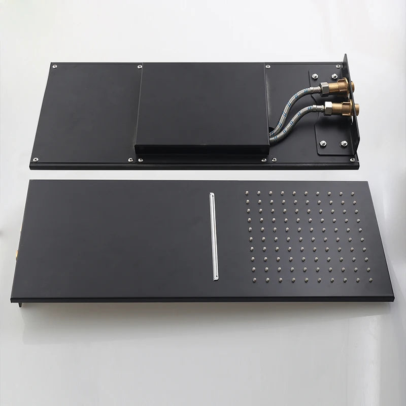 Bakala Luxury Rain& Waterfall Shower head Stainless Steel Shower Mixer Faucet Taps with 2 Ways Mixer Valve Chrome Finish chromed