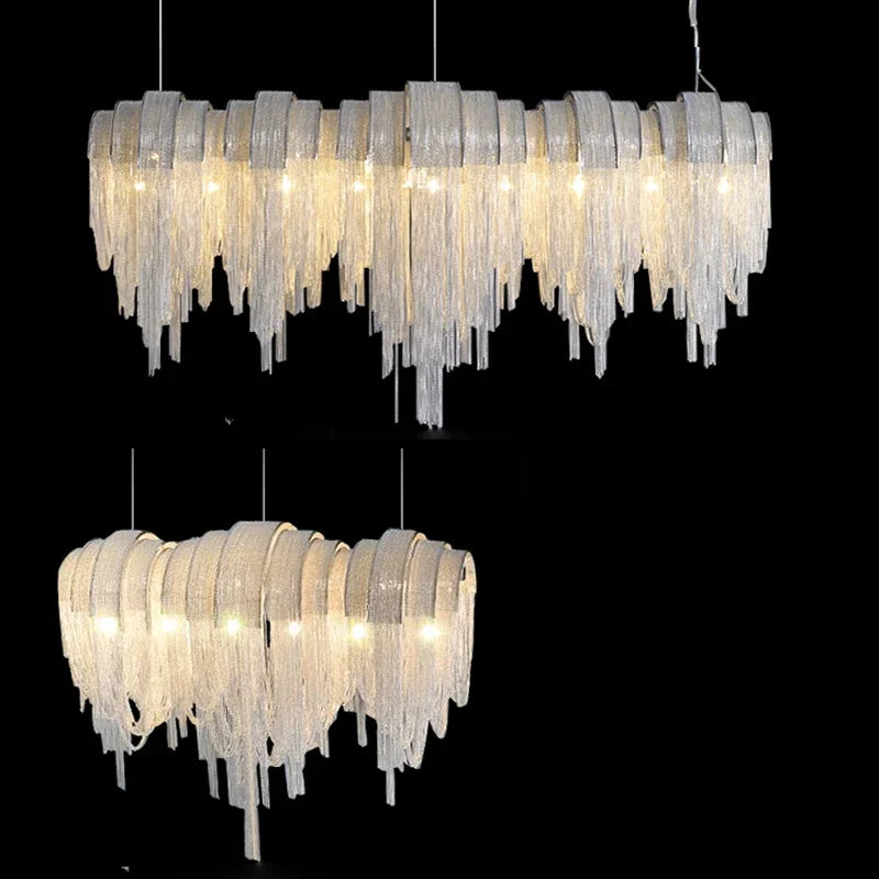 Modern Lustre Chrome Tassel Led Chandelier Lighting Living Dining Room Decor Led Chandeliers Lamp Loft Hanging Lights Luminaire