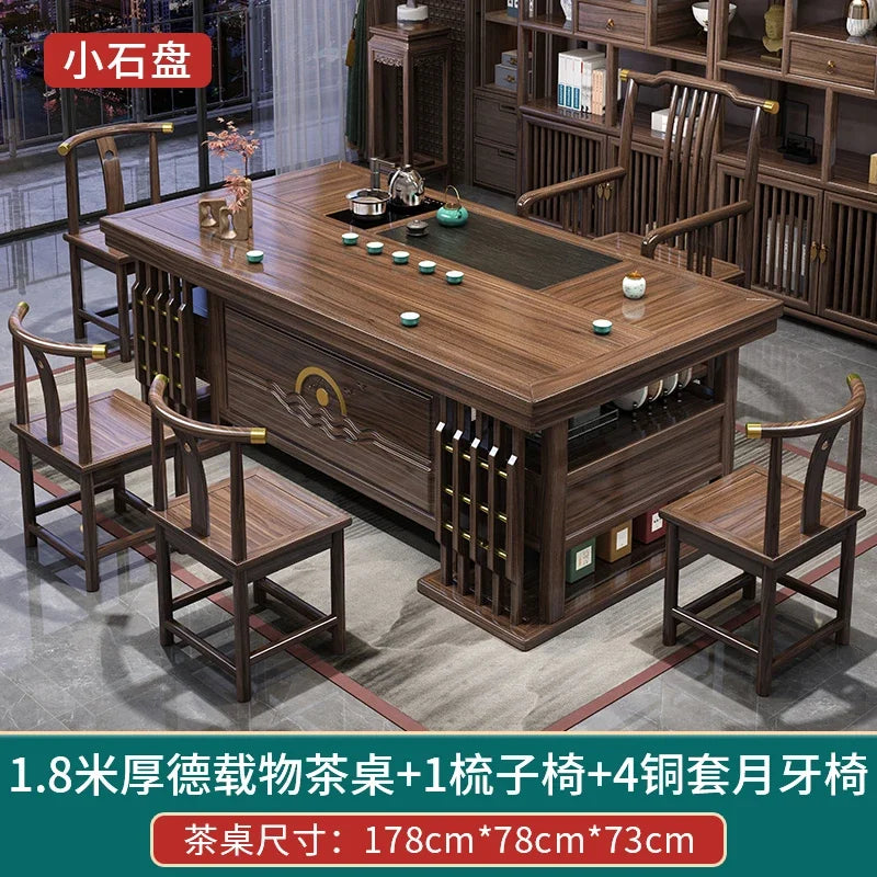 MMOOKA Solid Wood Table-Chair Set New Chinese Household One Table Five Chairs Kung Fu Tea Brewing Sets