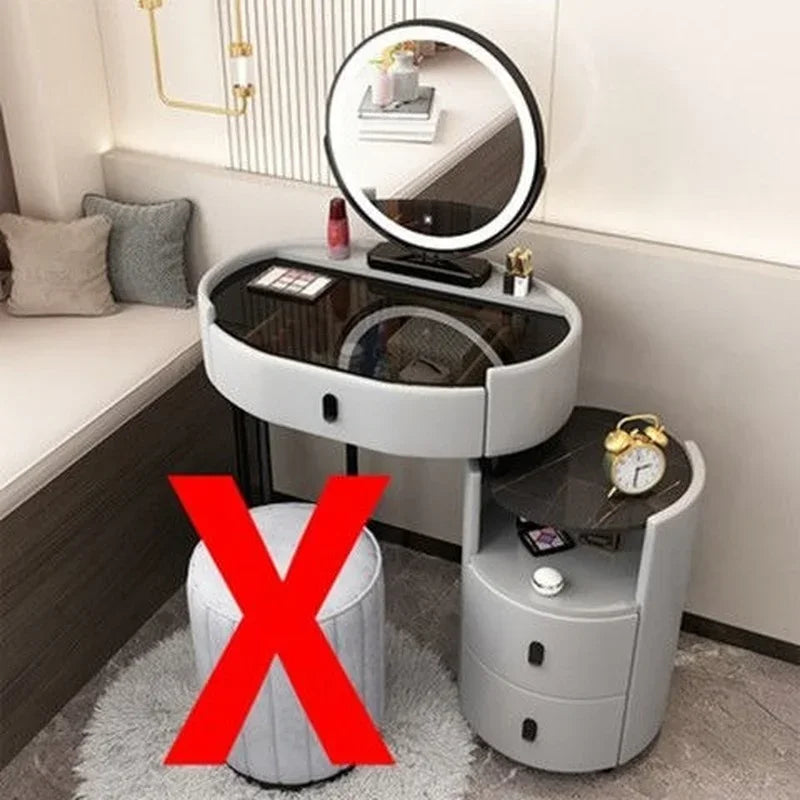MMOOKA Modern Bedroom Vanity Desk Vanity Table Glass Table Bedroom Dresser Storage Cabinet Dressers