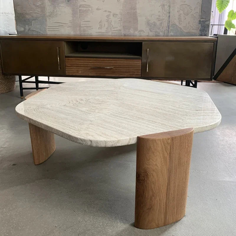 MMOOKA Silent Style Walnut Solid Wood Marble Black Walnut Walnut Tea Table