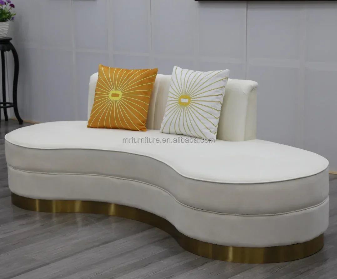 MMOOKA Light Luxury Fabric Sofa Set Furniture Velvet 1- 3 Seat Honeycomb Stainless Steel Living Room Sofas For Home Hotel Minimalist