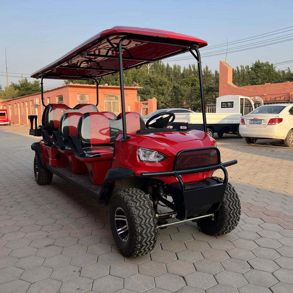 ANTNX New Design 4 Seater 60V 72V Lithium Battery Golf Carts New Arrival Red Golf Carts 4KW 5KW 7.5 KW AC Motor Electric Golf Carts ANTNX.COM
