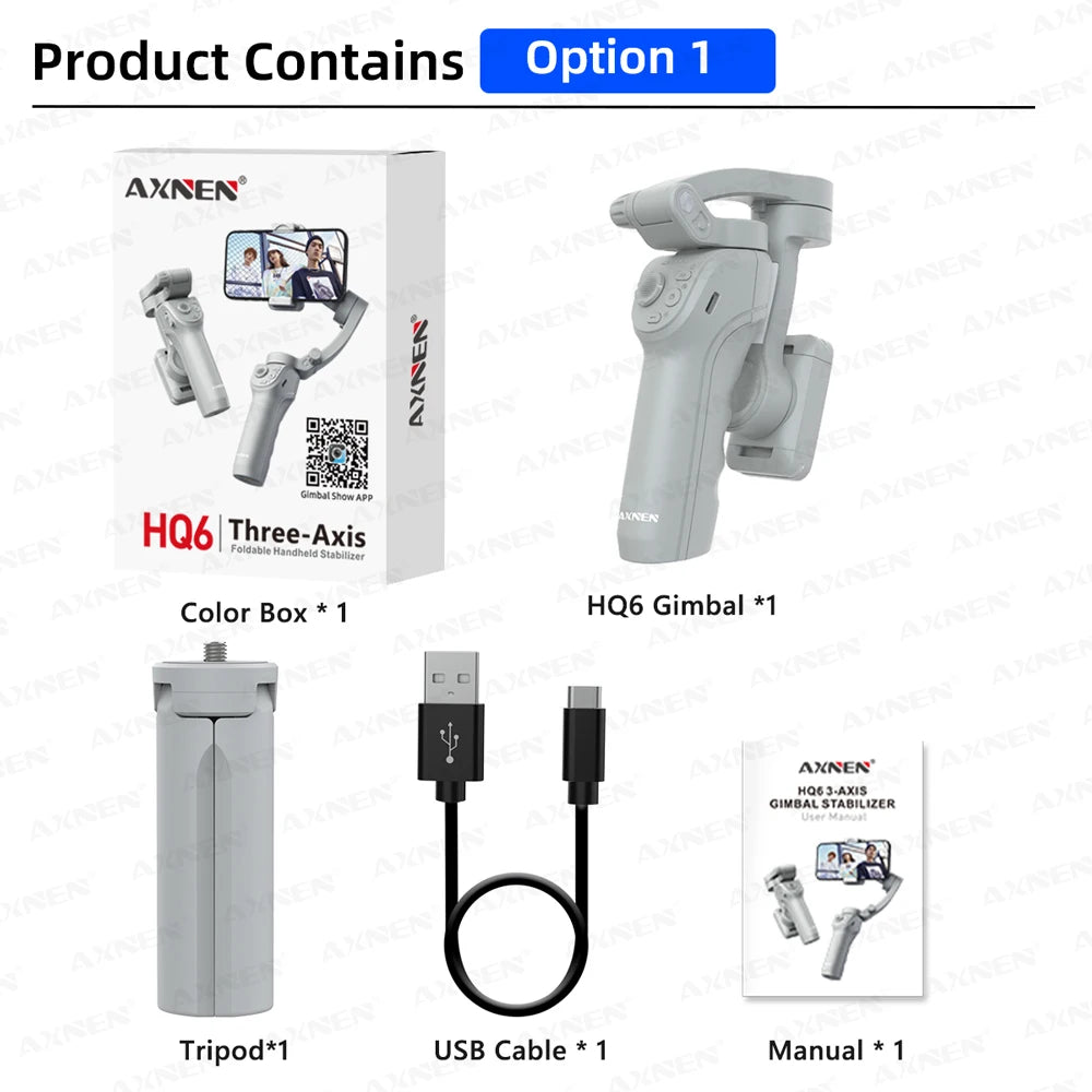 MMOOKA AXNEN Smart 3-Axis Handheld Gimbal Stabilizer for Smartphone with Fill Light for iPhone Android Face Tracking Tiktok Vlog Kit