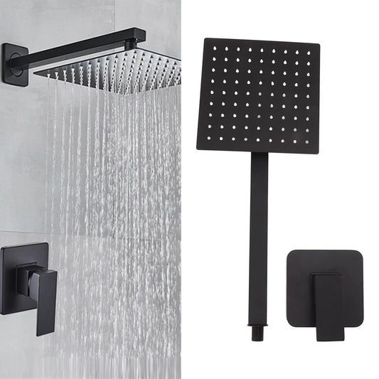 20x20cm Square Rain Shower Kit Single Handle in Wall Waterfall Shower Head Kit Black Bathroom Home Accessories