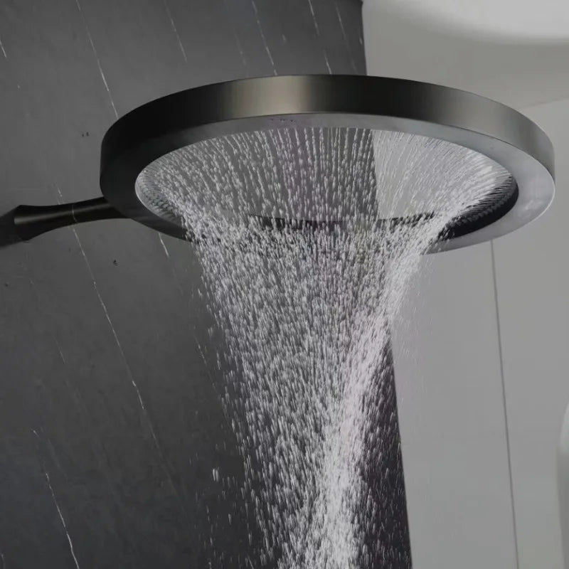 MMOOKA Tuqiu Bathroom Wall Mounted Shower Head Rainfall Brass 50x50cm Brush Gold Gray Basketball Hoop Design Pressure boost Ceiling MMOOKA.COM
