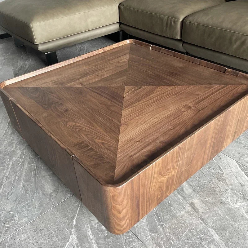 MMOOKA Italian Style Minimalist Square Designer Coffee Table Solid Wood Storage Living Room Luxury Modern Table Basse Home Furniture