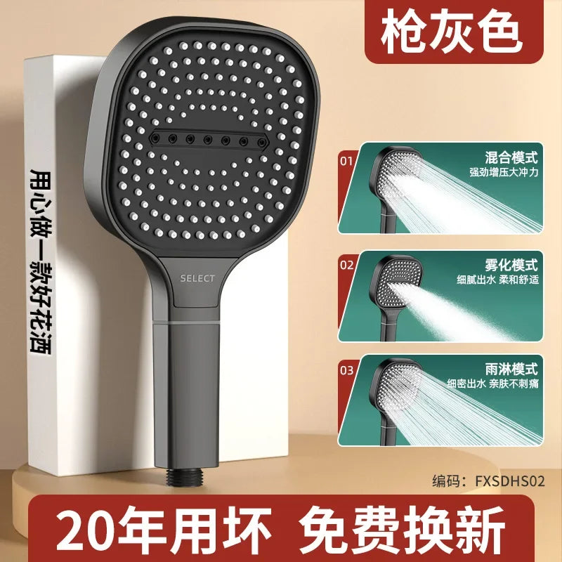 MMOOKA New 13CM Large Panel 3 Modes Shower Head High Pressure Water Massage Shower Head With Filter Element Bathroom Accessories MMOOKA.COM