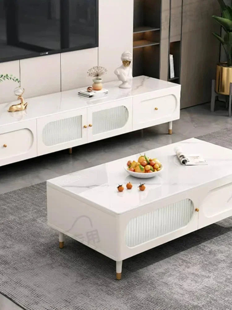 MMOOKA Simple Organizer Coffee Tables Designer White Storage Aesthetic Side Table Rectangle Minimalist Basse De Home Furniture