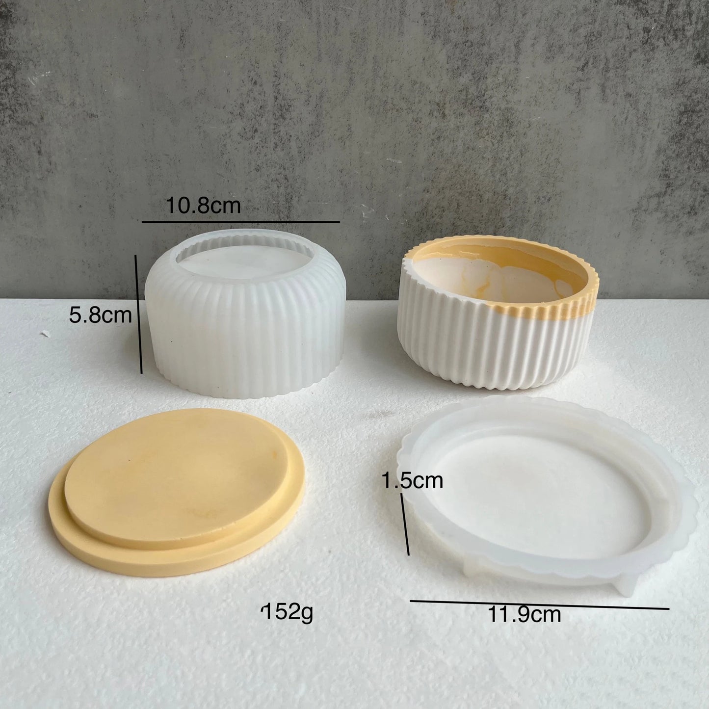 MMOOKA MMOOKA DIY Round Striped Jar with Lid Silicone Mold Concrete Plaster Pottery Candle Jar Storage Cup Jar Mold Home Decoration CraftsMMOOKA.COM