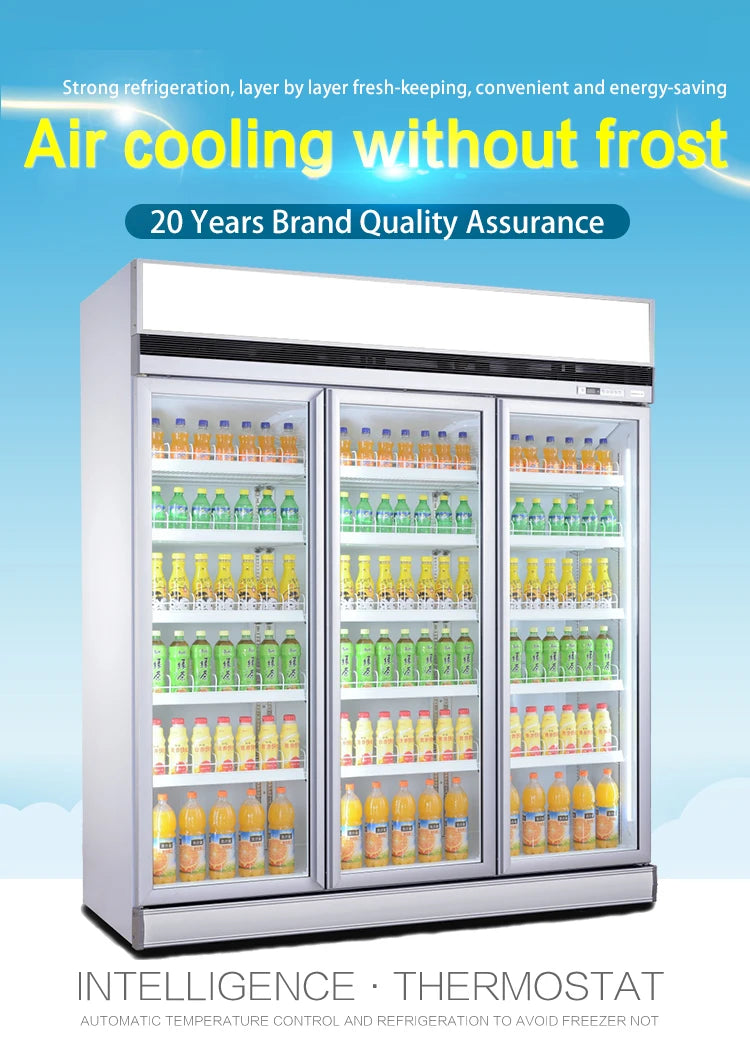 supermarket equipment vertical upright glass door display freezer Beverage Beer Display upright freezer Auto Defrost