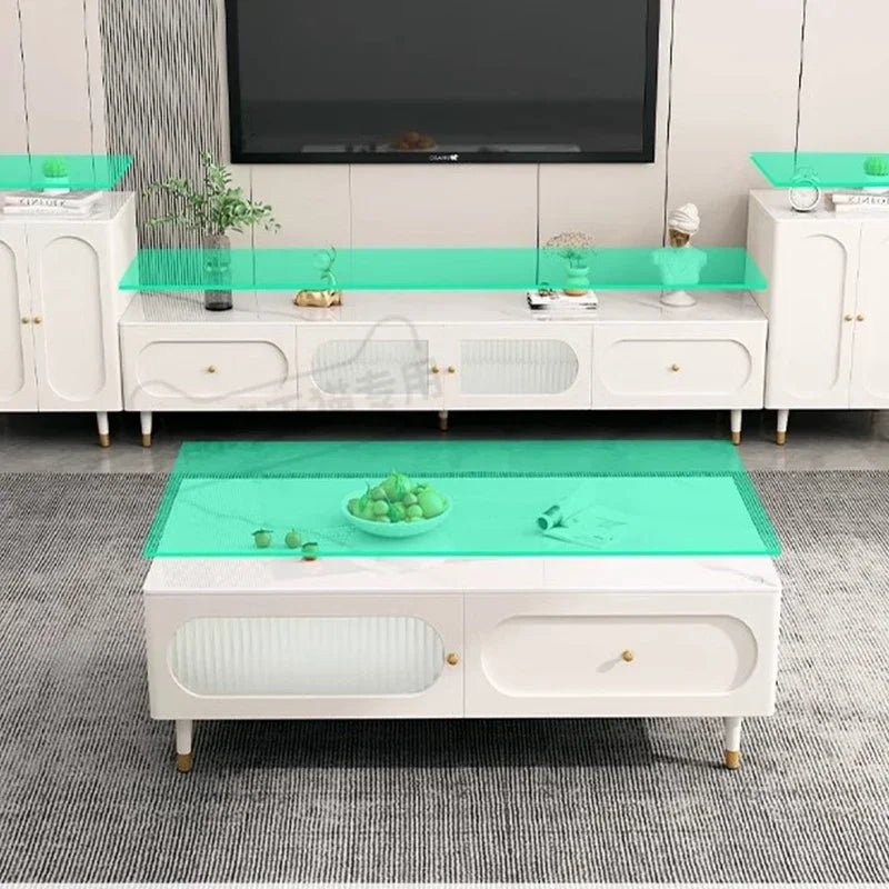 MMOOKA Simple Organizer Coffee Tables Designer White Storage Aesthetic Side Table Rectangle Minimalist Basse De Home Furniture