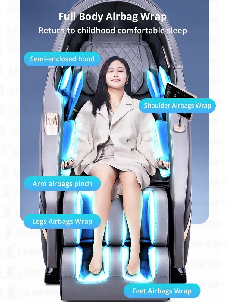 MMOOKA Luxury Zero Gravity Massage Chair Thigh Hips Roller Massage Calf Kneading Heating Air pressure with Music